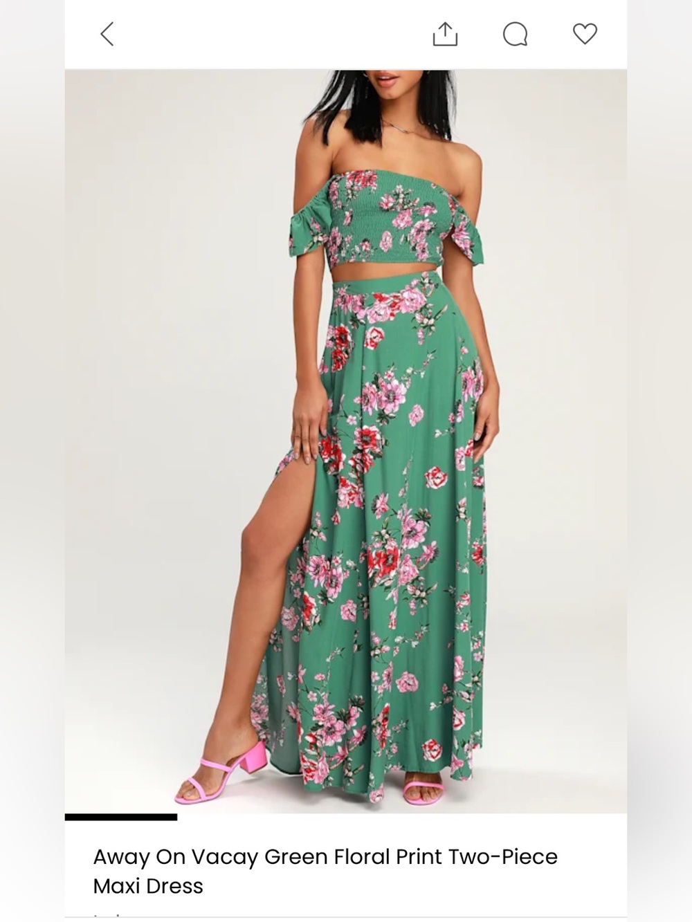Lulu's Away on Vacay Green Floral Two-Piece Maxi Skirt Set